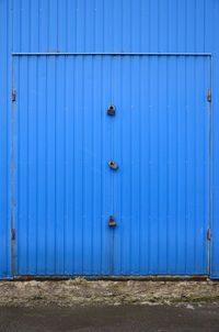 Closed blue door