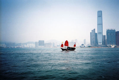 Boats sailing in sea