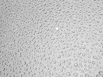 Full frame shot of raindrops on glass window