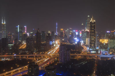 Illuminated city at night