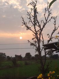 Scenic view of field against sky during sunset