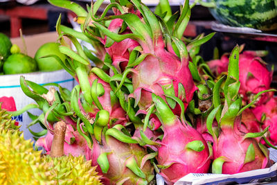 Dragon fruit for sale in a local market in southern vietnam.
