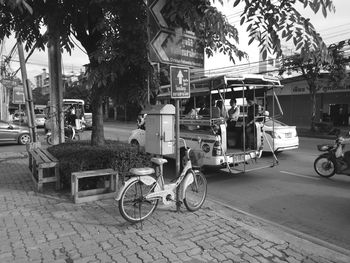 Bicycles on street in city