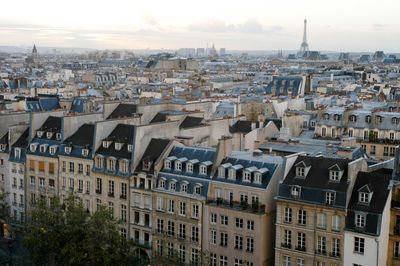 High angle view of buildings in city