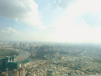 High angle view of city against sky