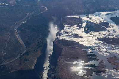 High angle view of water on mountain