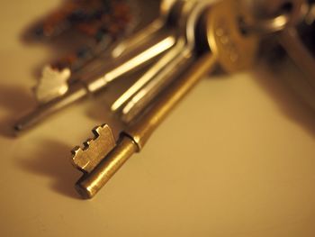 Close-up of keys on table