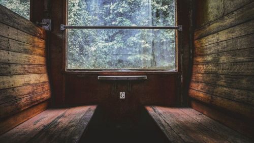 Close-up of window on hardwood floor