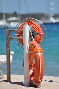 View of boat on beach