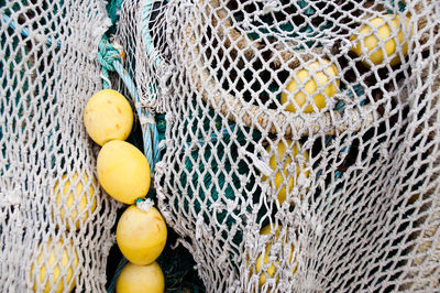 High angle view of fishing net