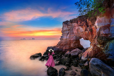 Scenic view of sea against sky during sunset