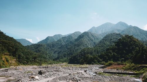 Scenic view of mountains against sky