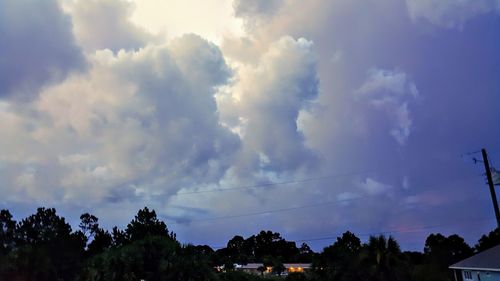 Low angle view of silhouette trees against sky