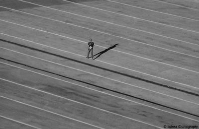 High angle view of man on field