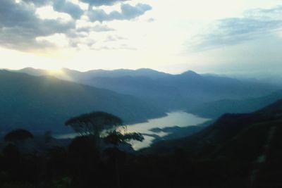 Dramatic sky over mountain range