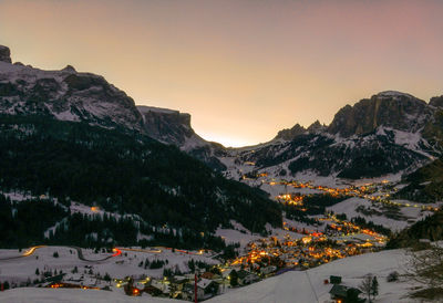 Scenic view of mountains against sky during sunset