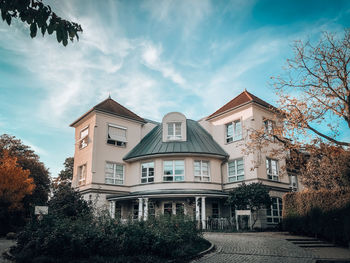 Low angle view of residential building against sky