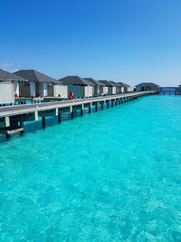 Scenic view of swimming pool against clear blue sky