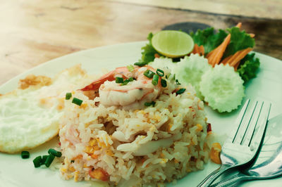 Close-up of meal served in plate