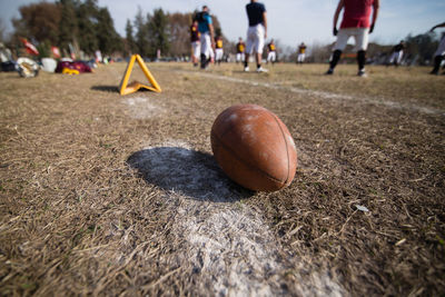 Close-up of ball on playing field