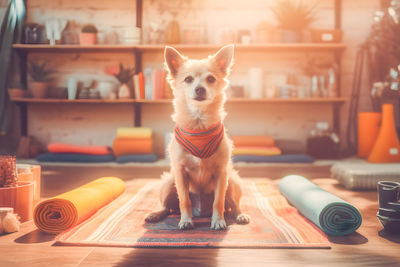 Portrait of dogs sitting at home