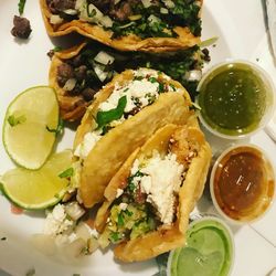 High angle view of meal served in plate