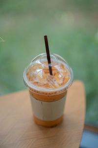 Close-up of coffee cup on table