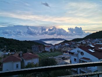 High angle view of townscape against sky