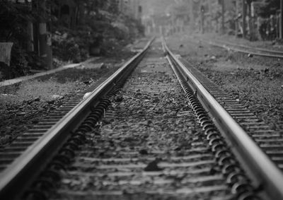 High angle view of railway tracks