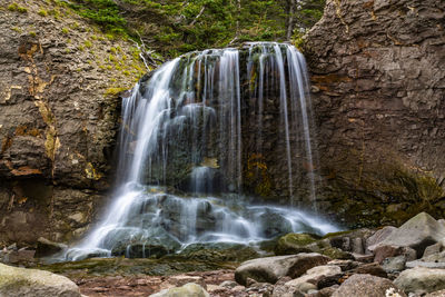 View of waterfall in forest