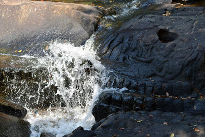 Water splashing on rocks