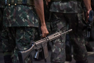 Brazilian army soldiers during military parade in celebration of brazil independence 