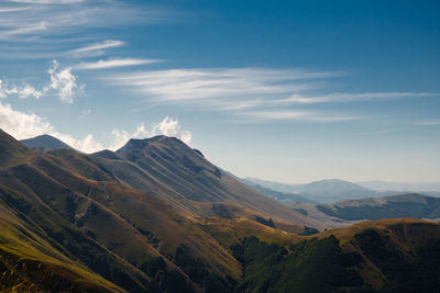 Scenic view of mountains against sky in frontignano, marche, italy 