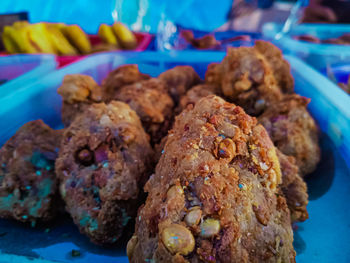 Close-up of cookies in plate