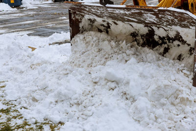 Close-up of snow on beach