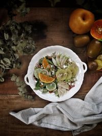 High angle view of pumpkin on plate