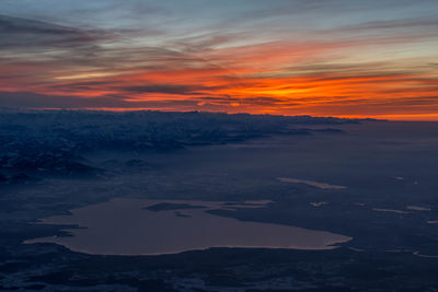 Scenic view of sea against sky during sunset