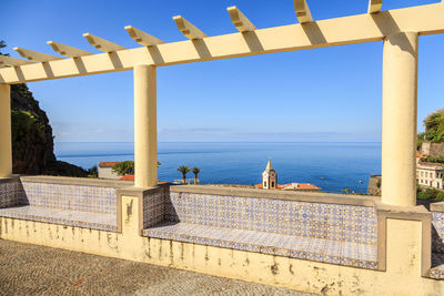 Scenic view of tejo river against clear blue sky