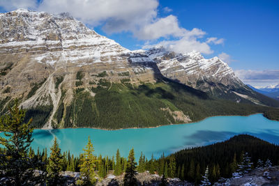 High angle view of lake louise