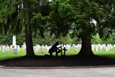 People at cemetery