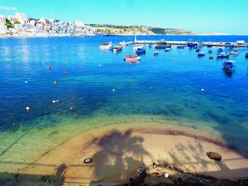 High angle view of people on beach