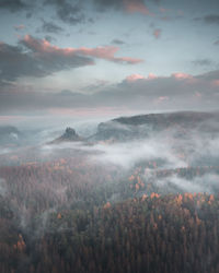 Scenic view of landscape against sky during sunset