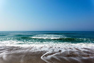 Scenic view of sea against clear sky