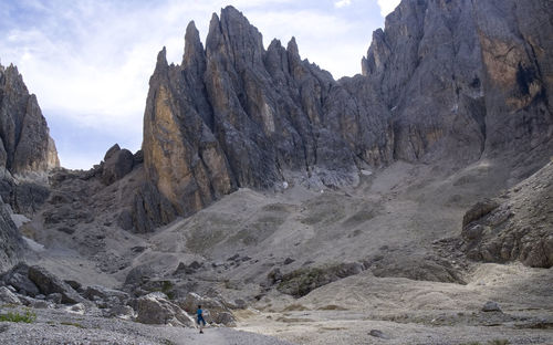 Panoramic view of rocks and mountains against sky