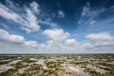 Scenic view of sea against cloudy sky