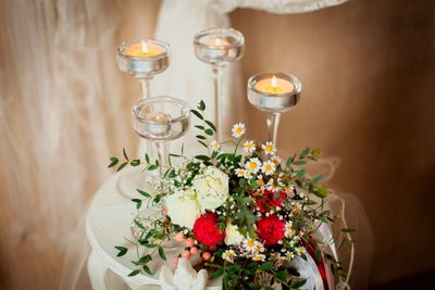 Close-up of flower bouquet on table