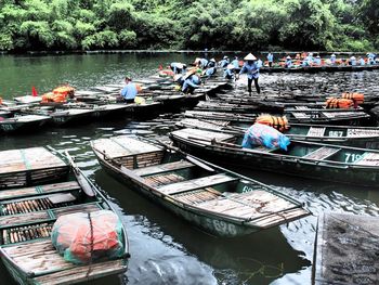 View of boats in water