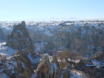 Panoramic view of snowcapped mountain against sky