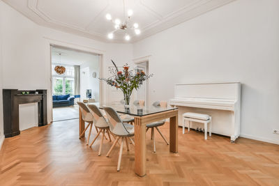 Empty chairs and tables at home