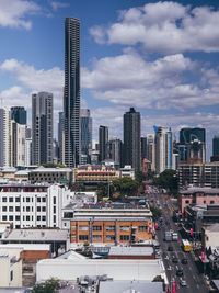 Modern buildings in city against sky